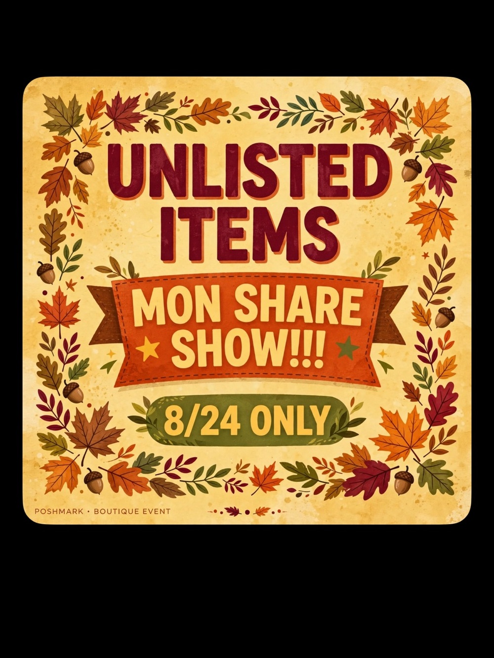 Unlisted Items Fall Banner - Orange and Brown Seasonal Party Sign